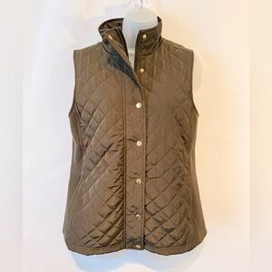 Cynthia Rowley Quilted Sleeveless Vest in Olive Green